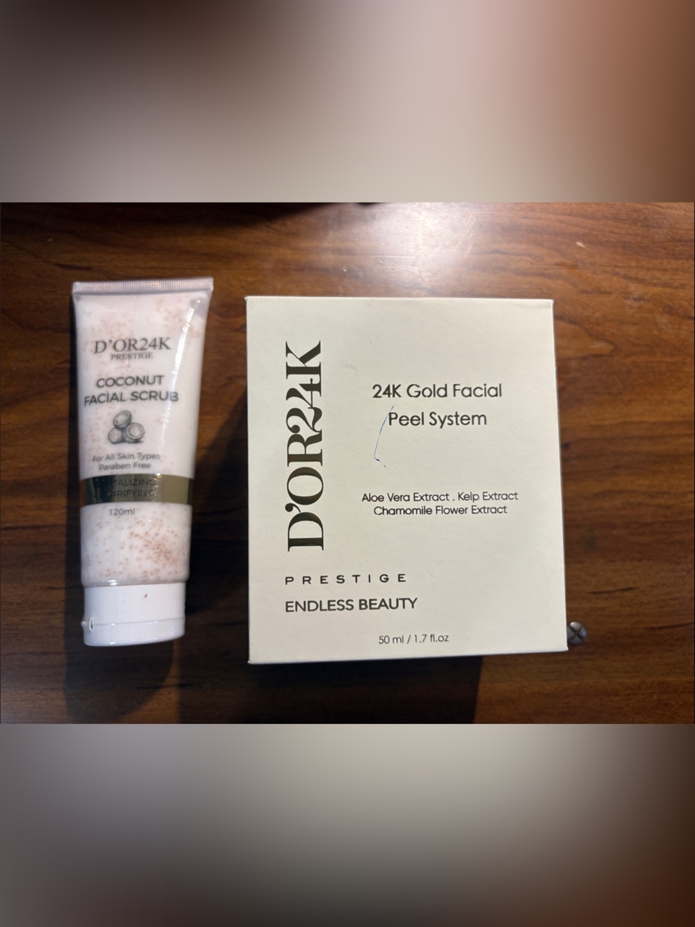 D'OR24K Prestige 24K Gold Facial Peel System & Coconut Scrub Set